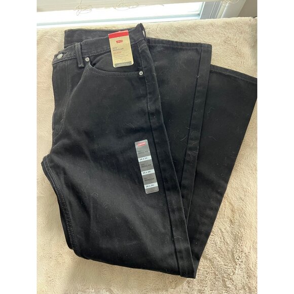 Levis Mens 505 Regular Fit Black Jeans W34 L34 100% Cotton Straight Leg Denim - Picture 10 of 10